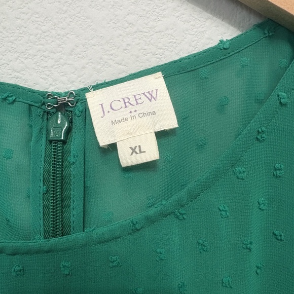 J. Crew Factory Swiss Dot Cold Shoulder Sheer Green Top - KL - Picture 2 of 6